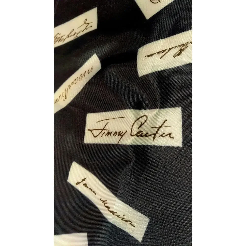 Vintage Scarf USA PRESIDENTS SIGNATURES Americana JULY 4TH Blue Scarf Acetate